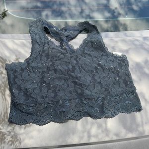 Kids Abercrombie 11/12 navy blue lace T-shirt sports bra